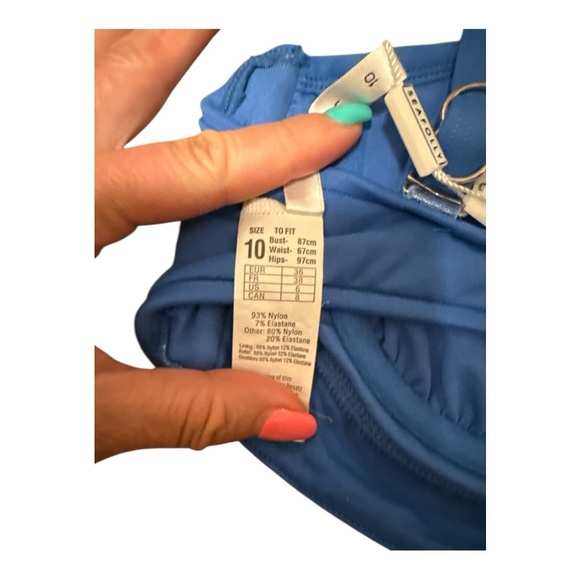 Seafolly Blue Halter Bikini WITH UNDER WIRE Top Blue Size 6DD - Picture 3 of 3